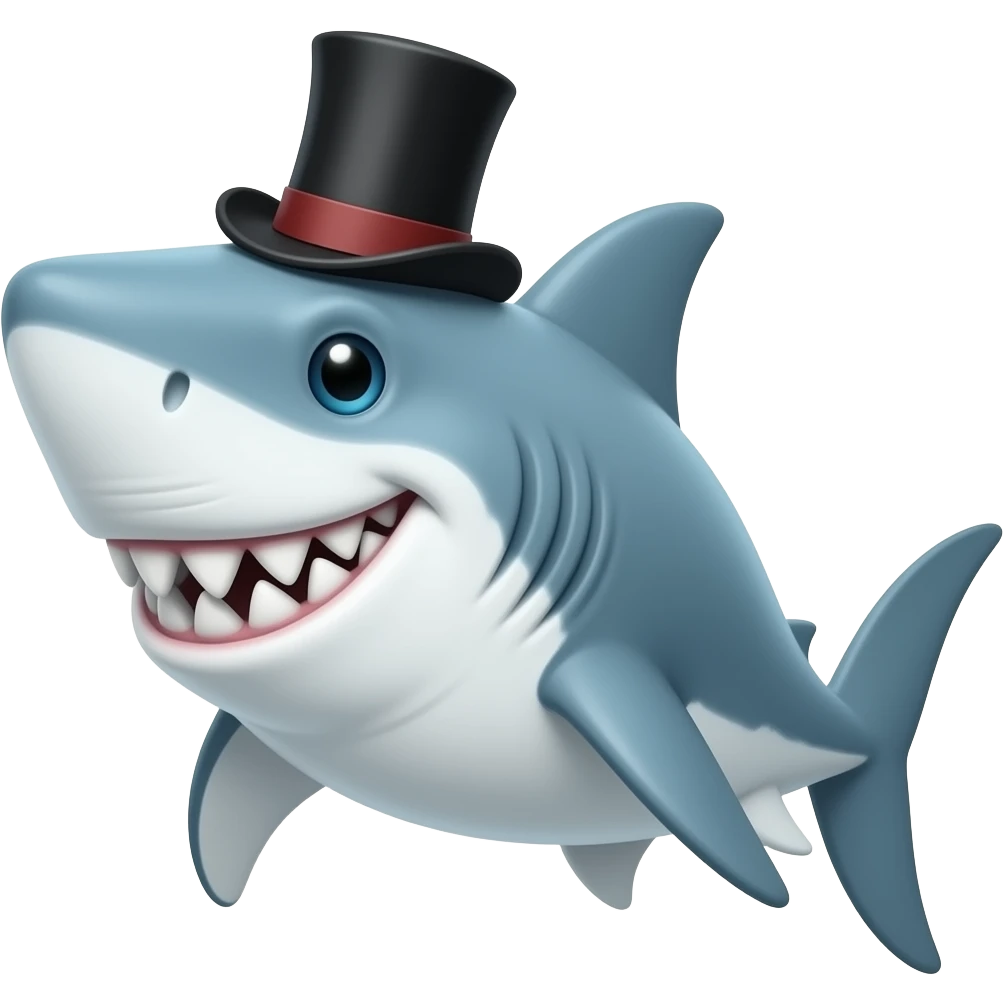 Shark with a top hat emoji