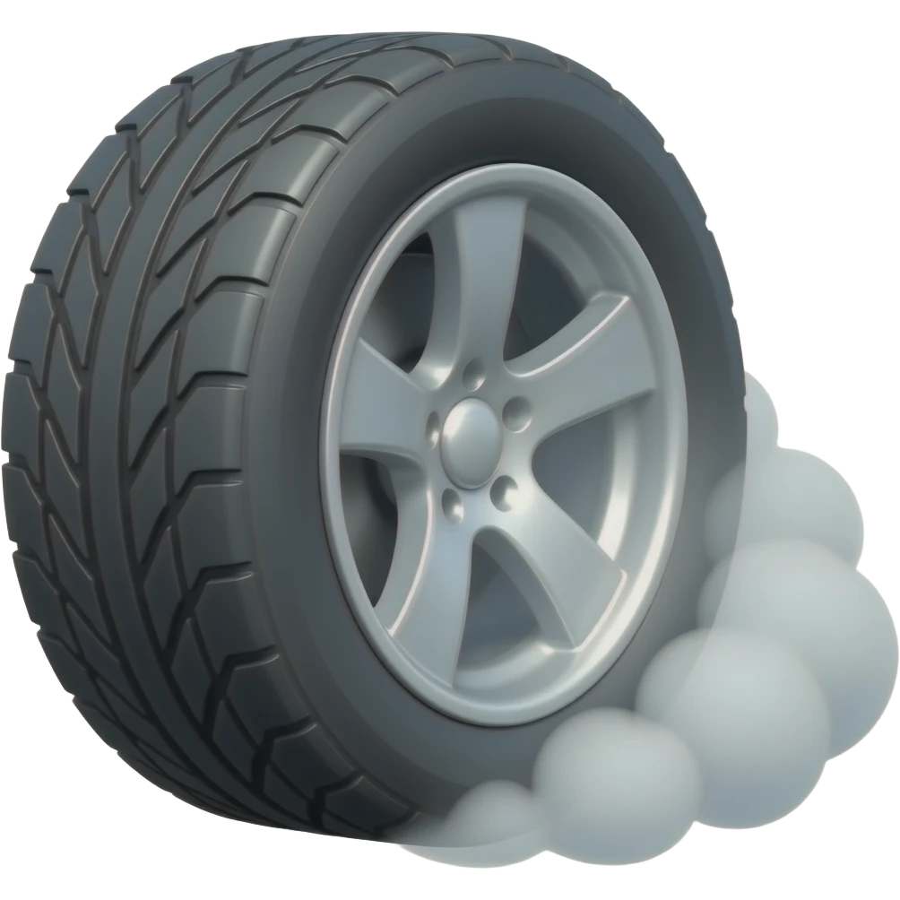 GENERATE EMOJI OF tire with smoke like its been drifting emoji