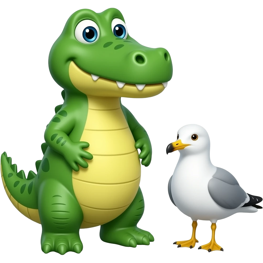 Gus the gummy gator with a seagull emoji