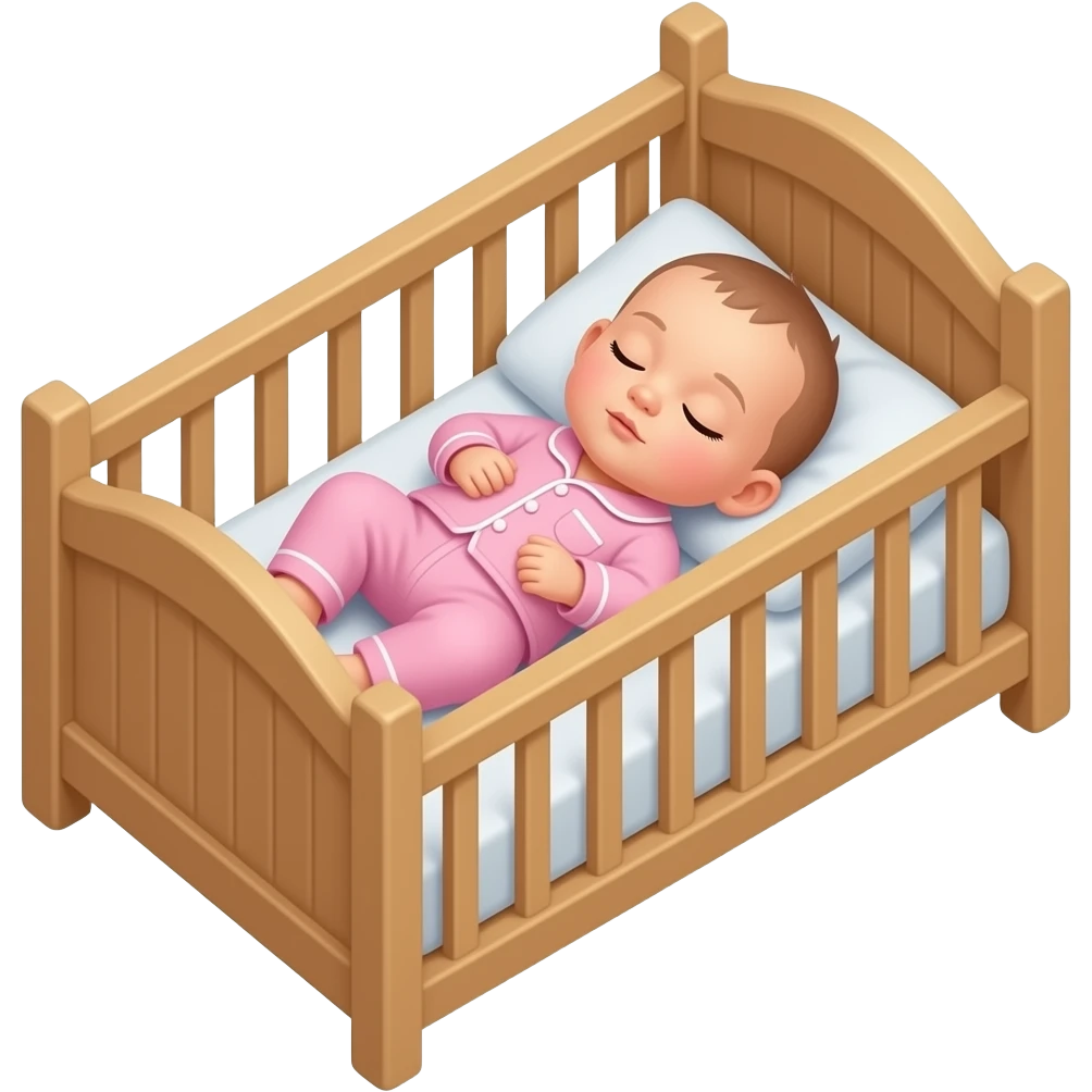 Una bebé con su pijama durmiendo en su cuna emoji
