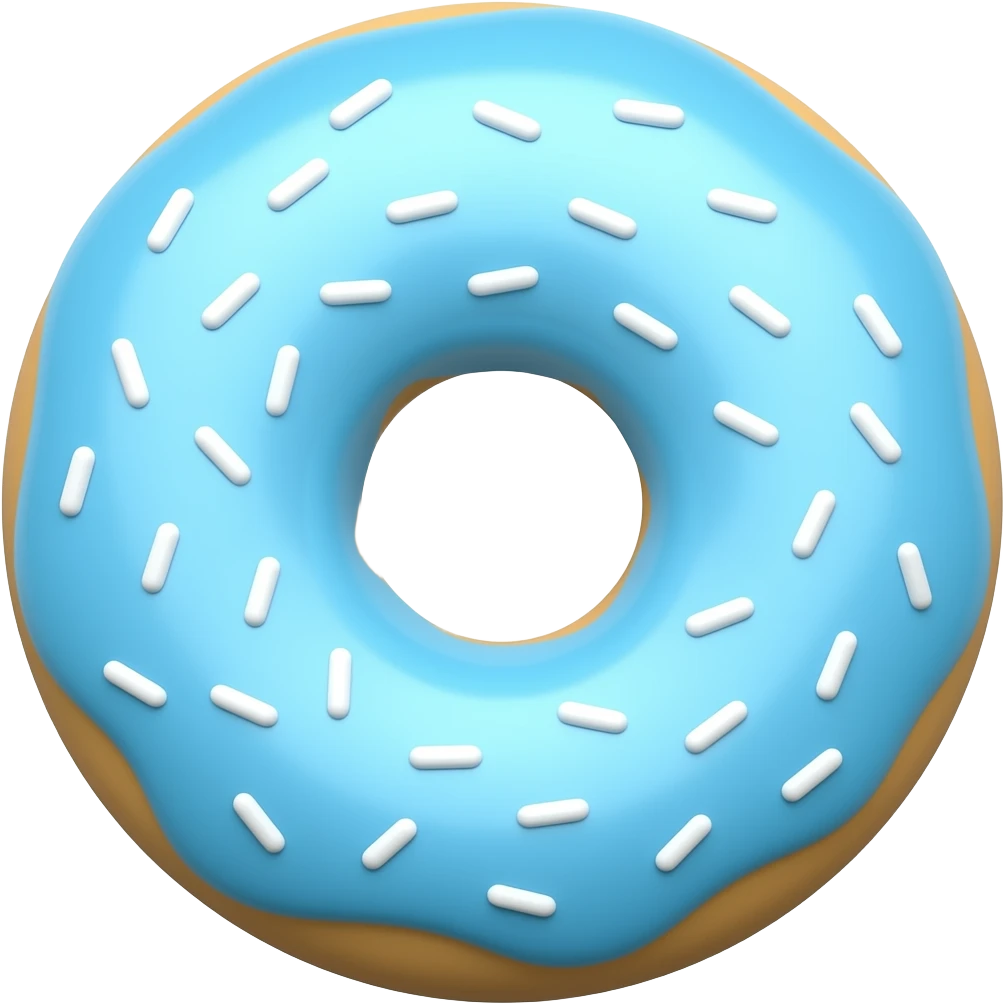 light blue donut with some white sprinkles. top view emoji