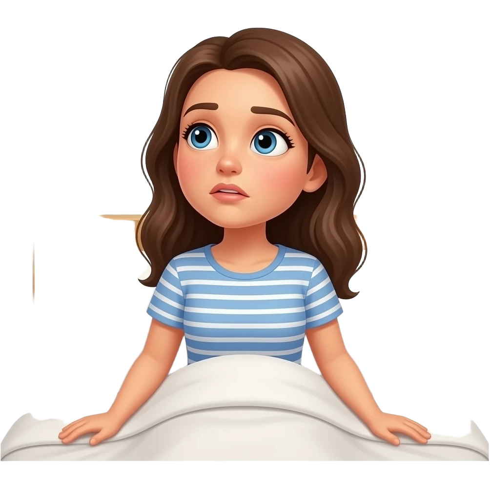woman in bed wide awake emoji