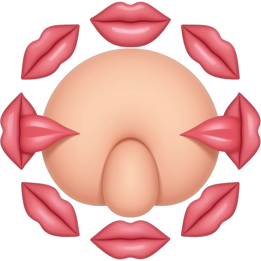 Lips around a penis emoji