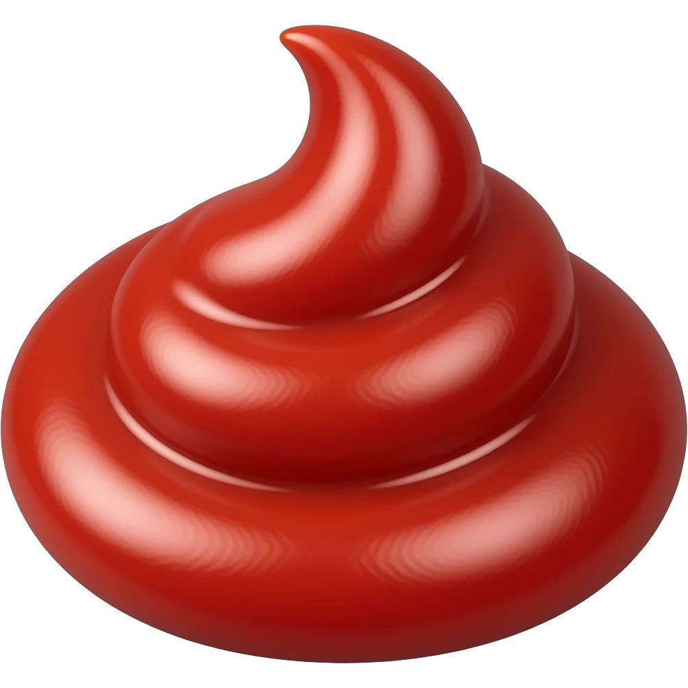 Tomato sauce, smooth and rich texture, deep red color, slightly glossy, fresh and tangy appearance, appetizing food emoji style, minimal clean illustration, soft lighting, simple centered design emoji