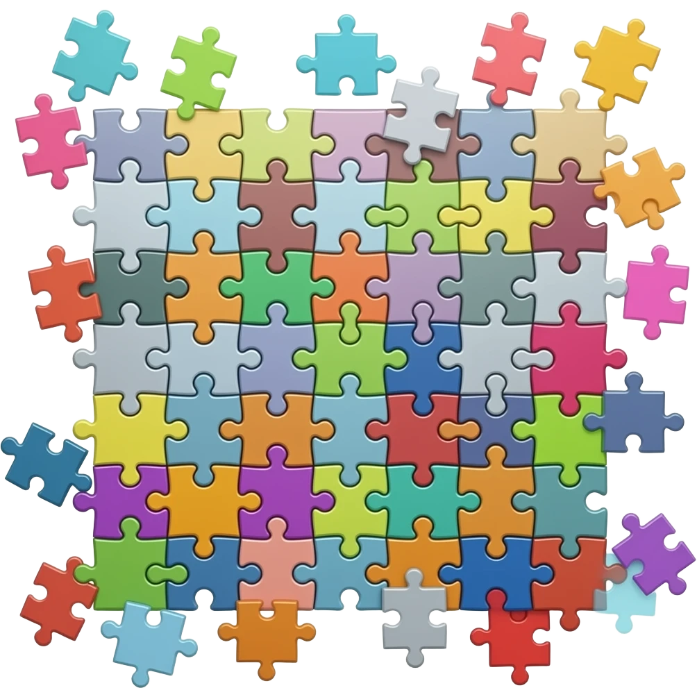 autism puzzle pieces ios shading background. lots of puzzle pieces. lots. indivual small ones. primary colors. more vivid emoji