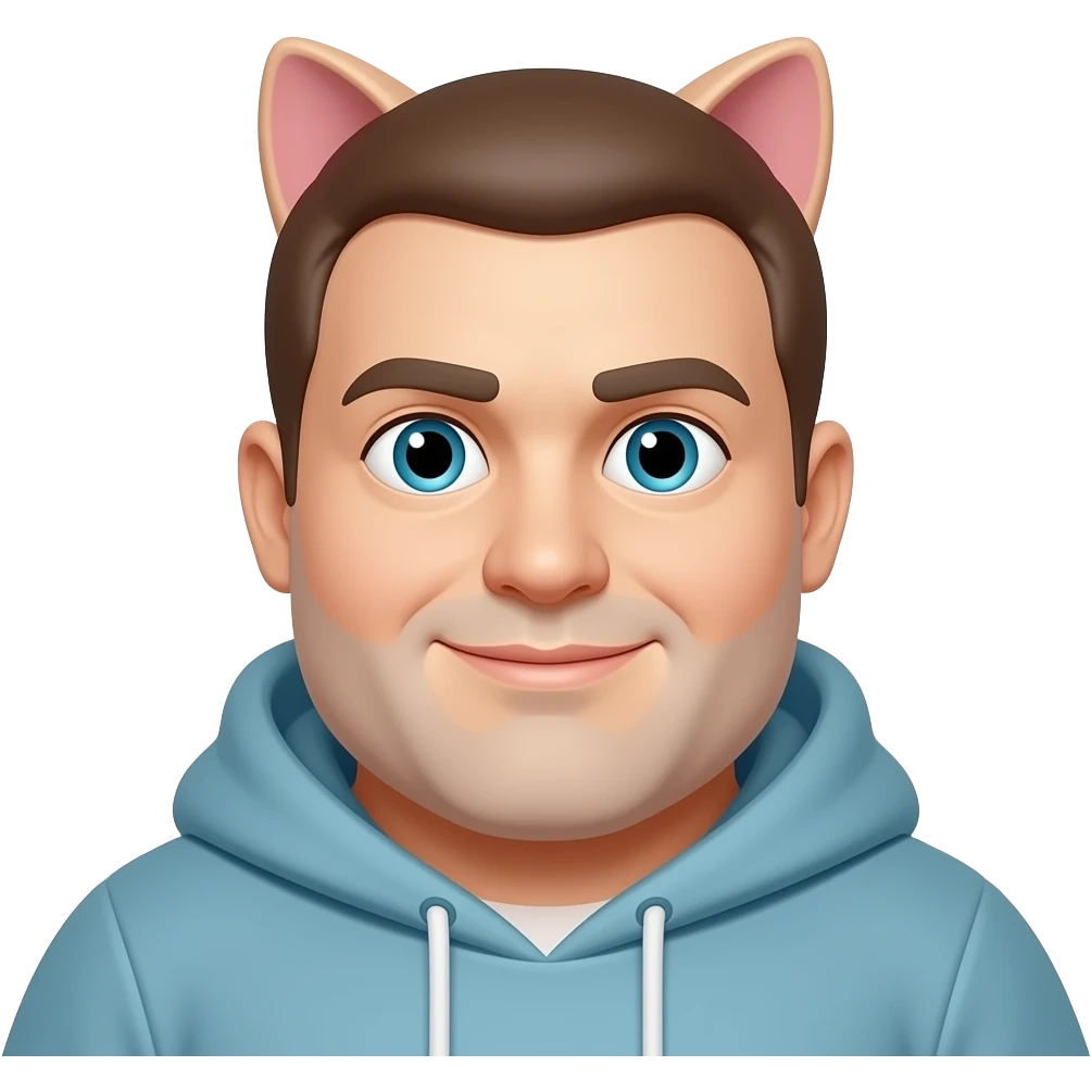 Fat white guy with cat ears emoji