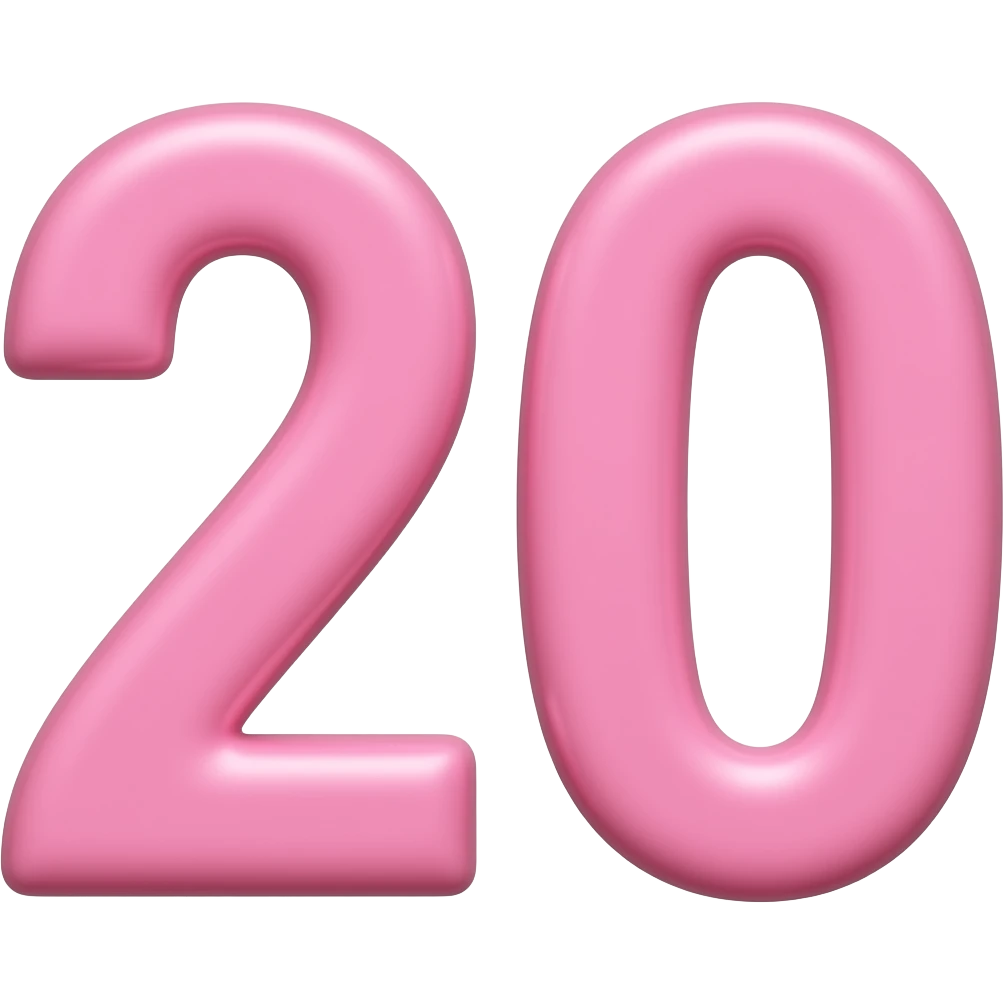 The number 20 in pink emoji