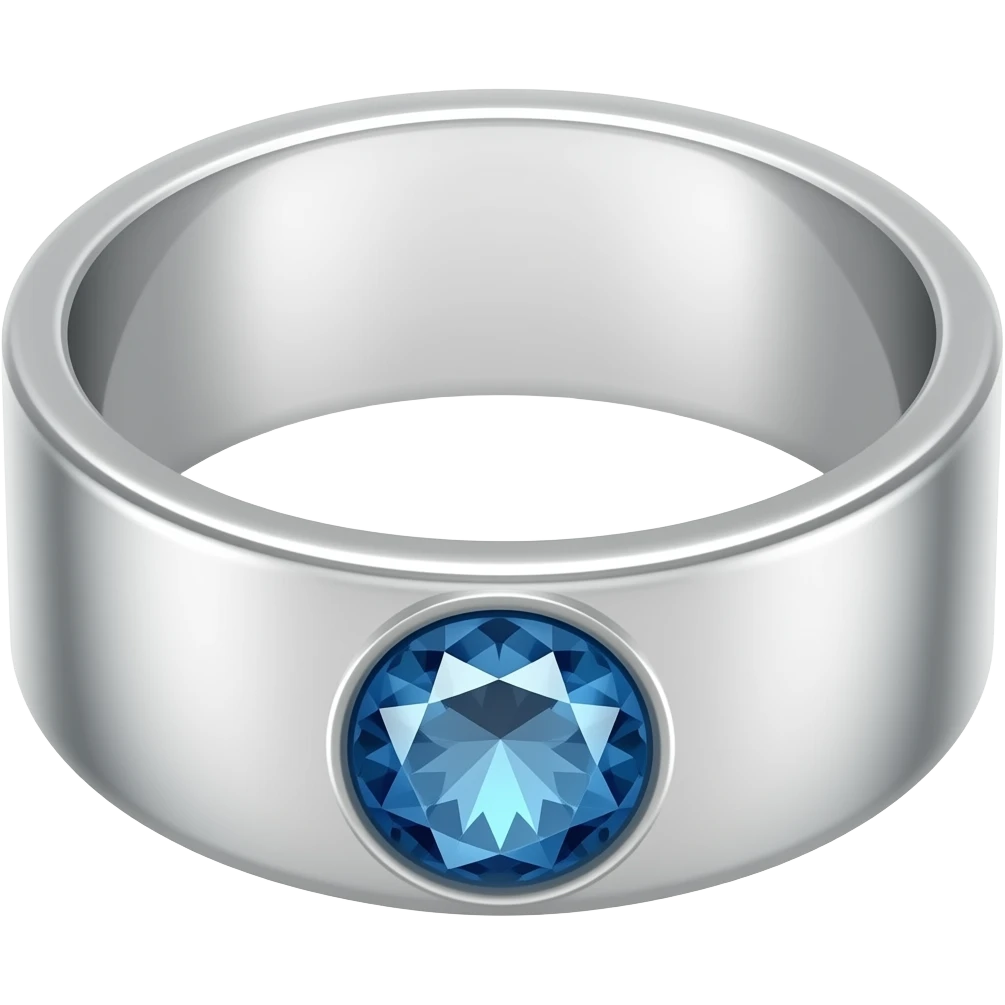 Silver diamond ring blue emoji