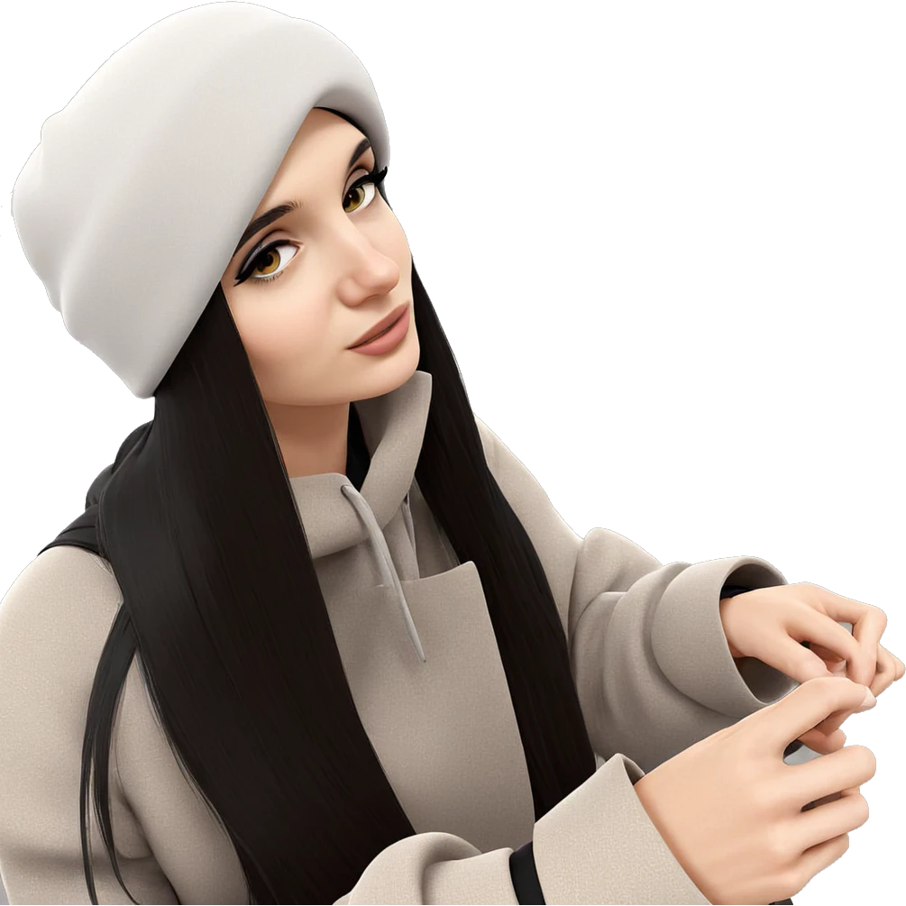 dreamy girl with black hat emoji
