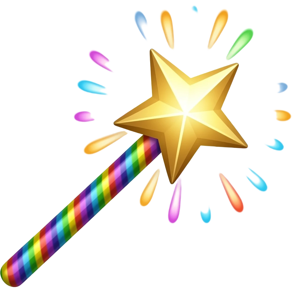 A rainbow sparkle wand emoji