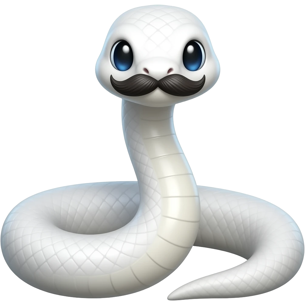 White snake with moustache and beard emoji