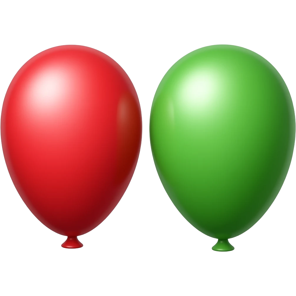 1 red balloon and 1 green balloon emoji