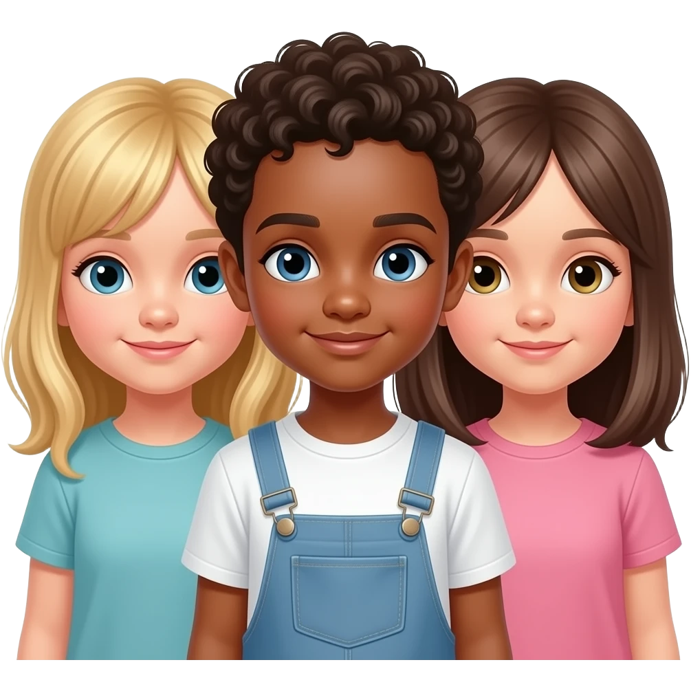 Triplets. All white, one blond, one curly brunette, one straight brunette emoji