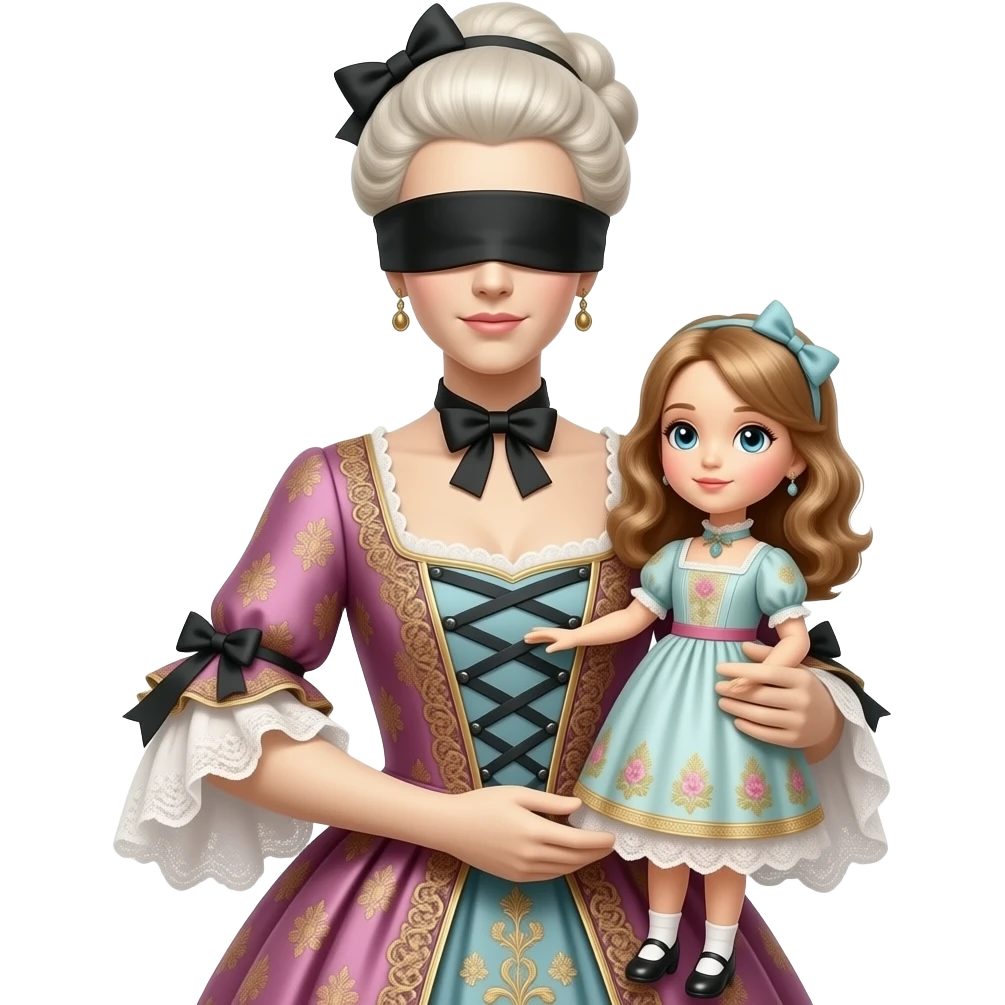 rococo dress guy mannequin blindfolded clothing doll emoji