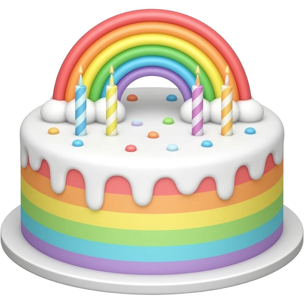 pastel rainbow birthday cake emoji