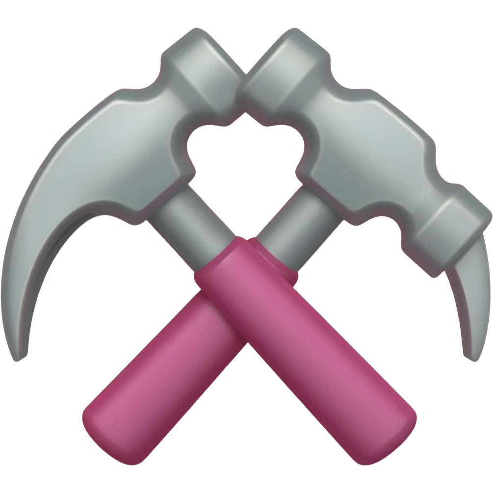 pink themed hammer crossed with a pink roll of wallpaper behind it emoji