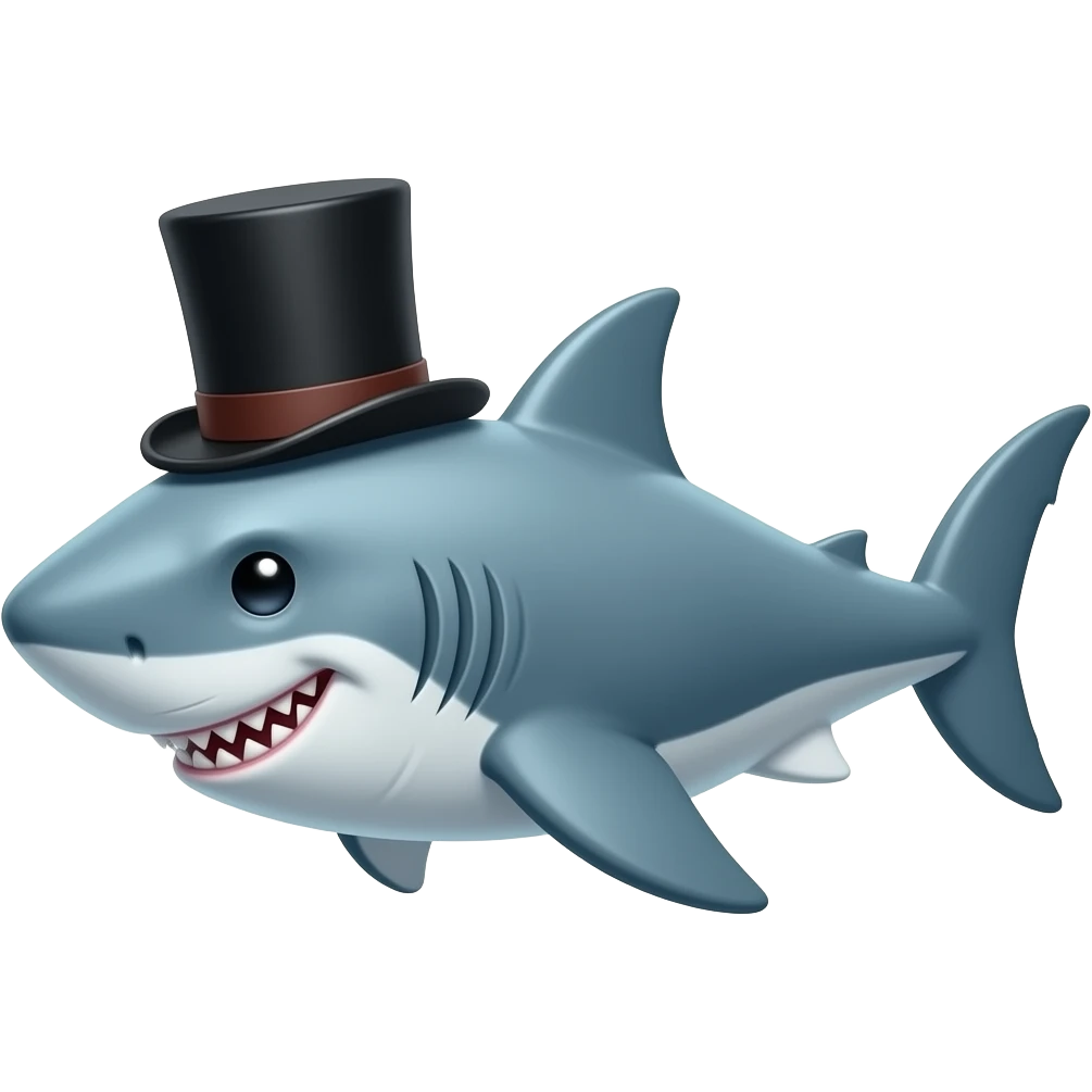 Shark with a top hat emoji