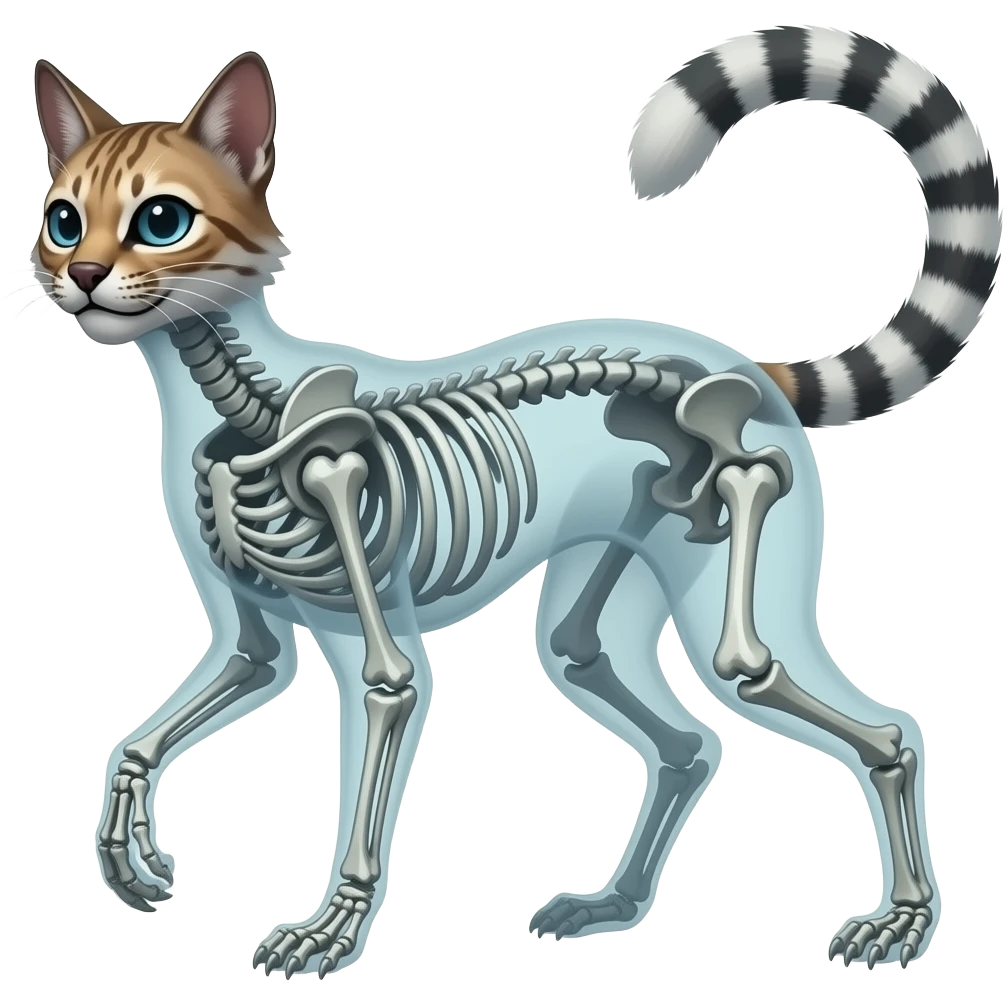 Digitigrade quadrupedal swampy ghostly dull spectral edgy spooky meager thin cool beautiful skeleton-fantasy-caracal-civet-genet-sergal-vernid-Cacomistle-oncilla-animal-Fakémon-hybrid (full body) emoji