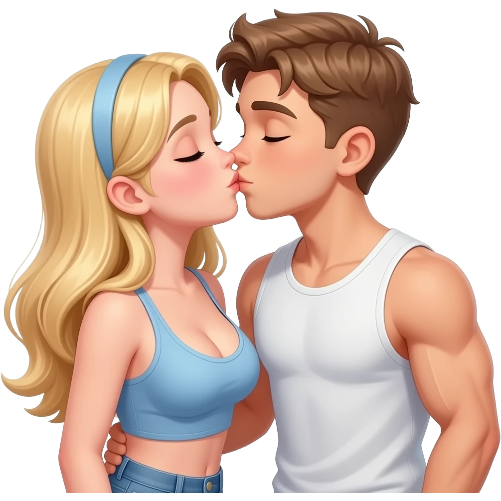 13 year olds kissing one a pretty girl with blond hair and big boobs and one a cute boy with light brown hair muscelly emoji