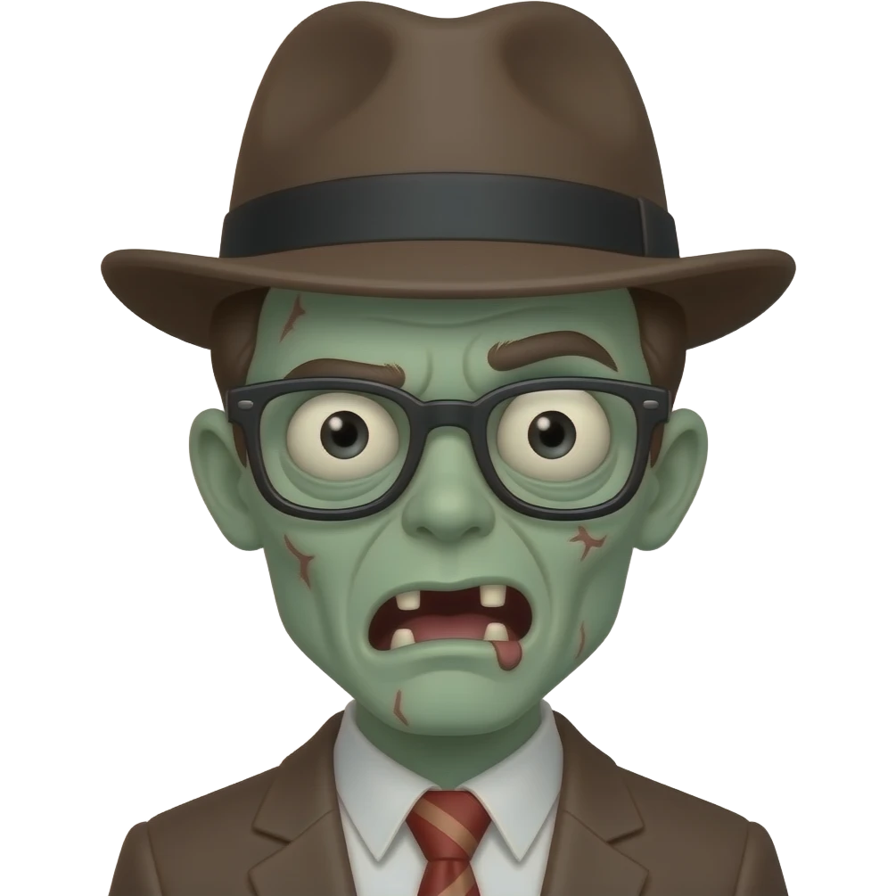 zombie with hat nad glasses emoji