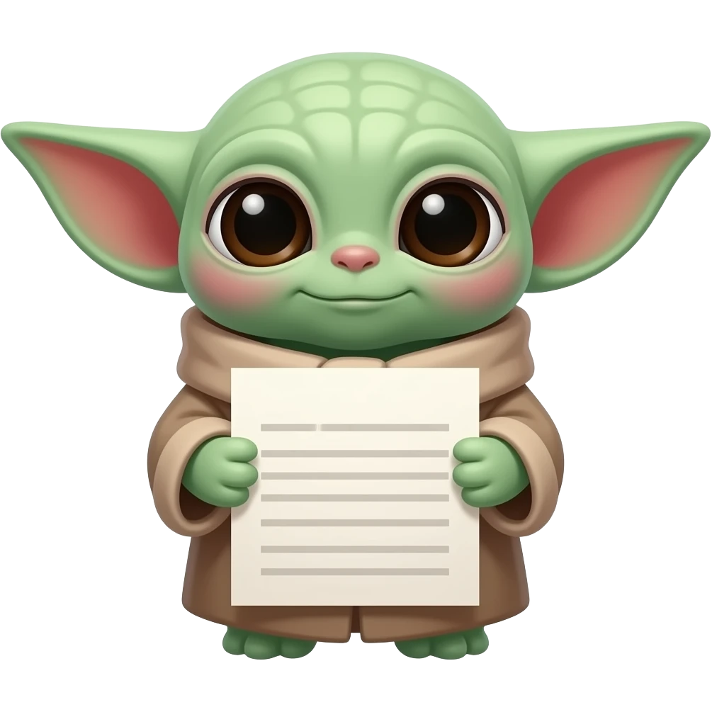 grogu holding up an essay emoji