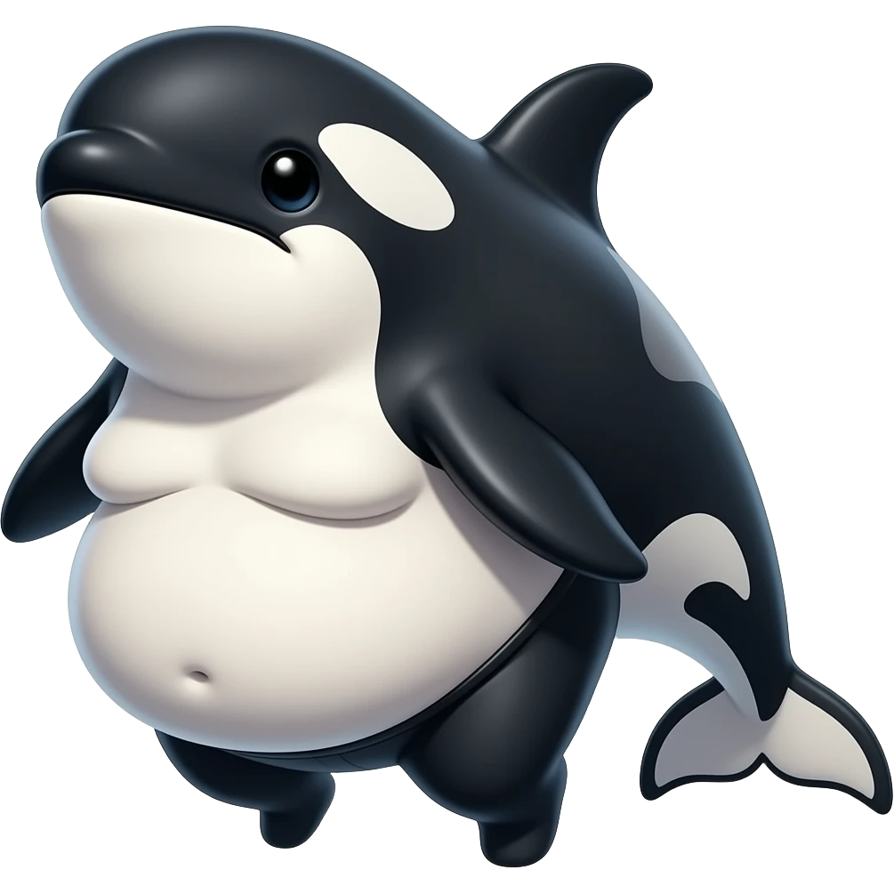 A female orca gulped down quite a few bulky meals,Now she has a huge heavy bumpy lumpy mass in her stomach,she is so fat & full that she had a sluggish swim,She greedily gobbled a bit too much in a gluttonous way. emoji