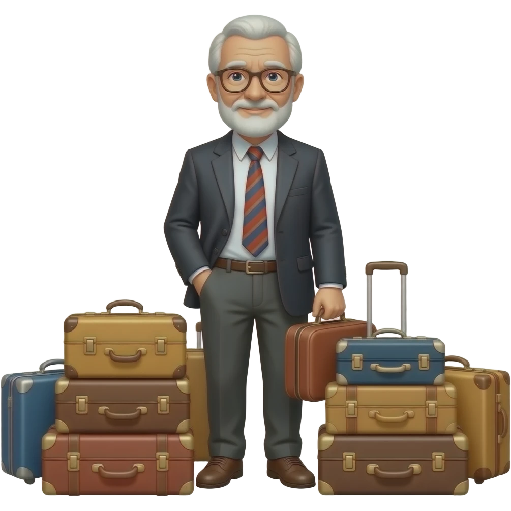 Old man lots of luggage emoji