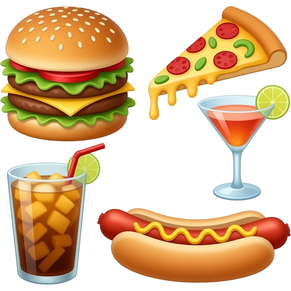 🍔🍟🍕🌭🥤🍹 emoji
