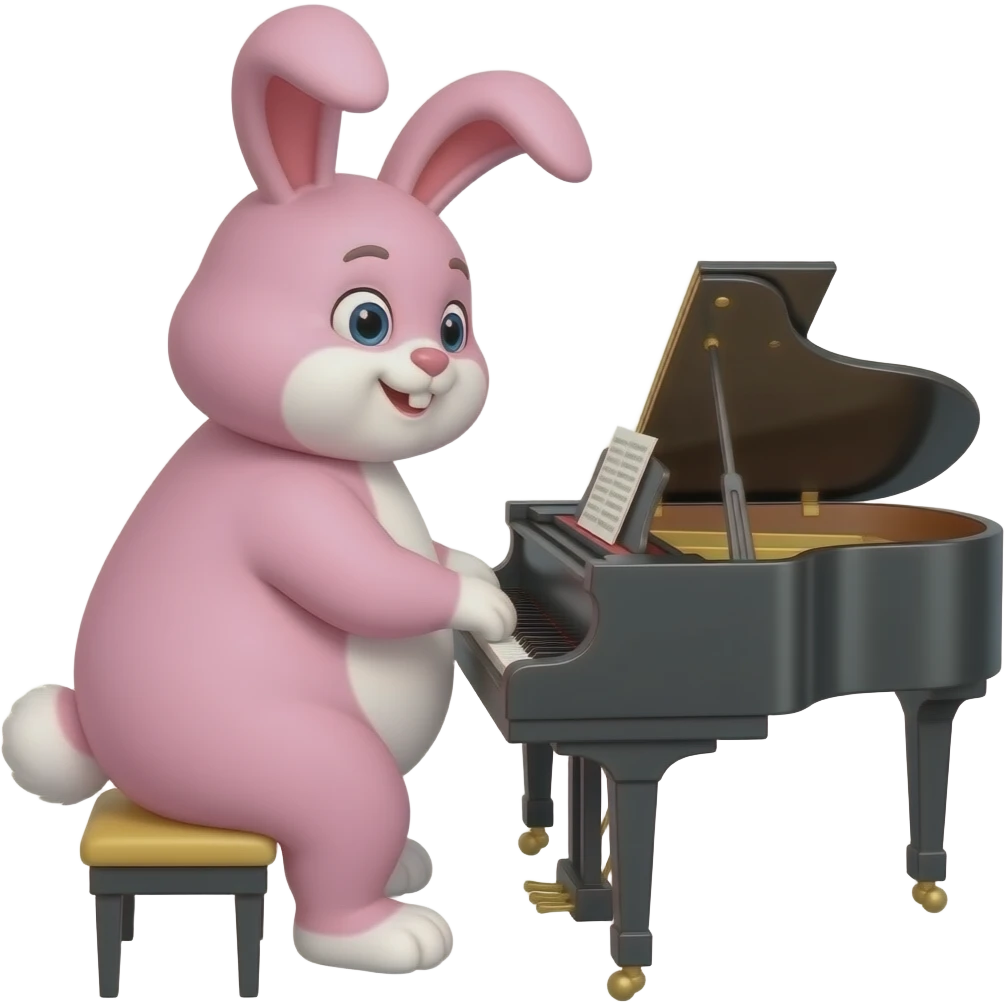 chubby pink bunny playing piano keyboard emoji