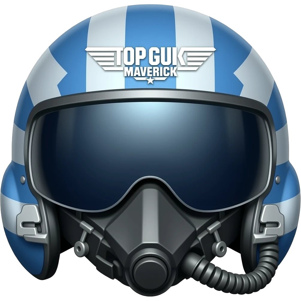 Fighter pilot helmet with maverick black font written on it change the colour to same as in the movie top gun maverick with earlyer pattern Change the colour emoji
