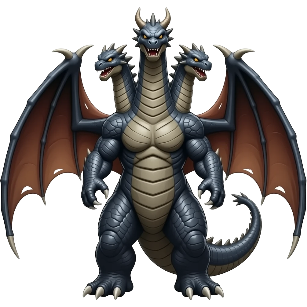 Ghidorah 3 headed dragon kaiju with wings emoji