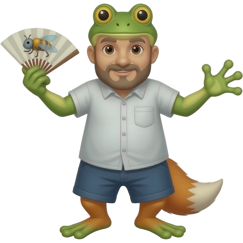 Frog on fathers forehead fly on fathers fan fox in fathers feet emoji
