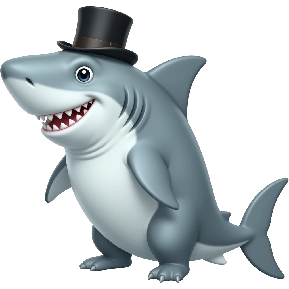 Shark with a top hat emoji