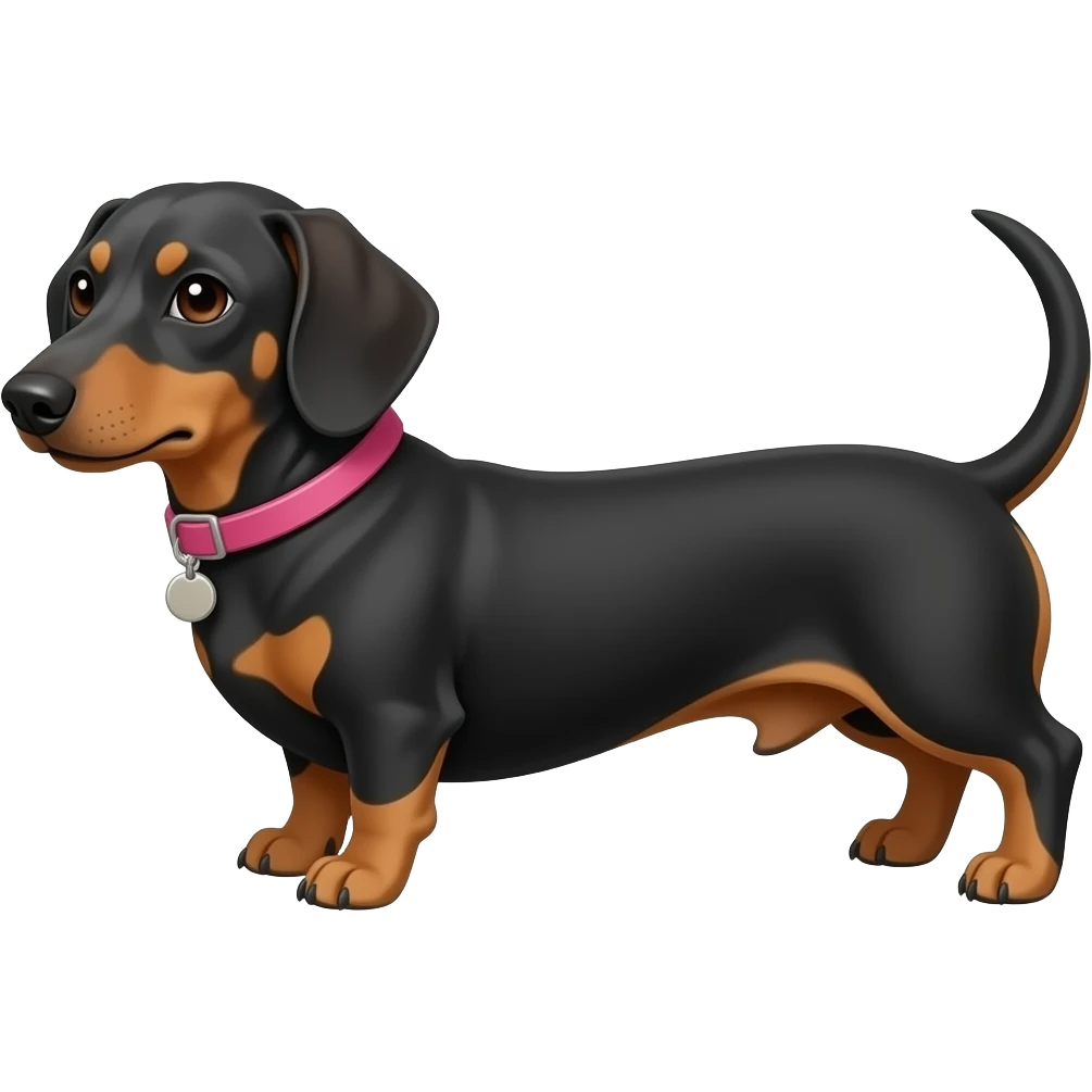 dog dachshund com coleira rosa emoji
