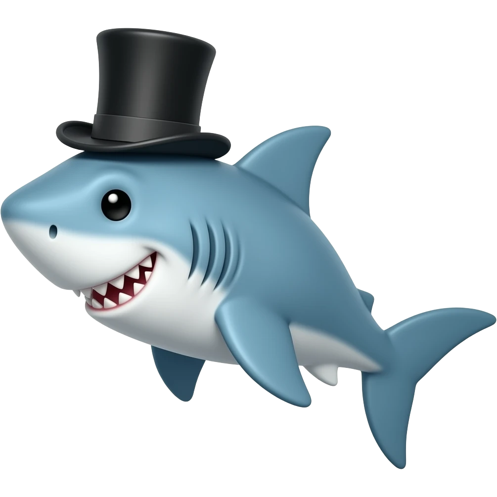 Shark with a top hat emoji