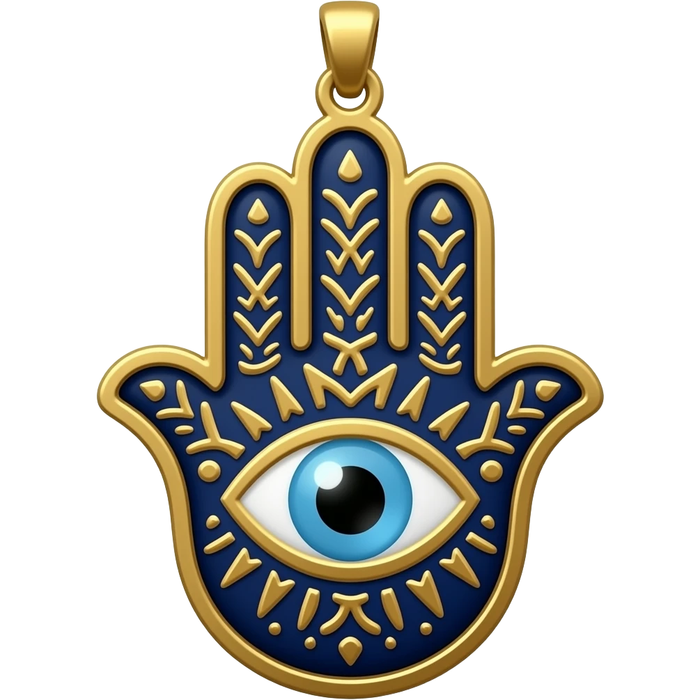 The evil eye hamsa dark blue gold edging detailed emoji