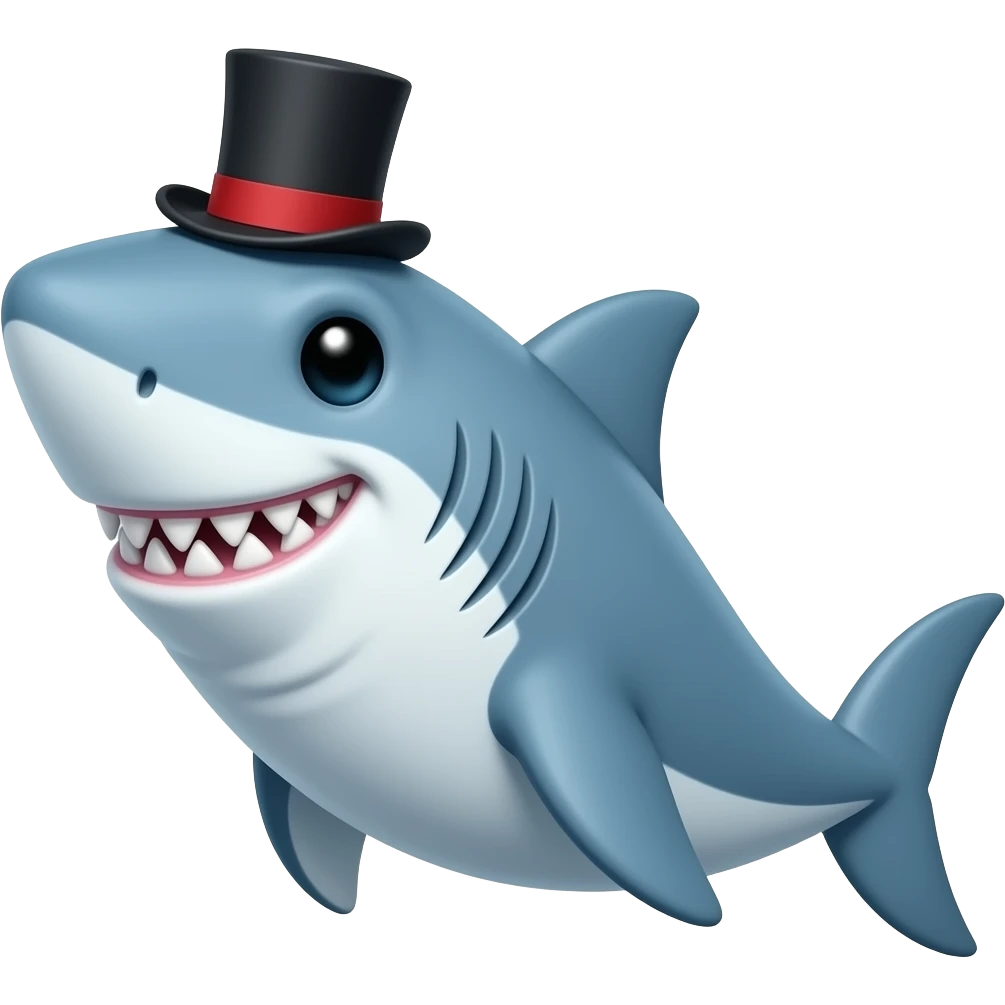 Shark with a top hat emoji