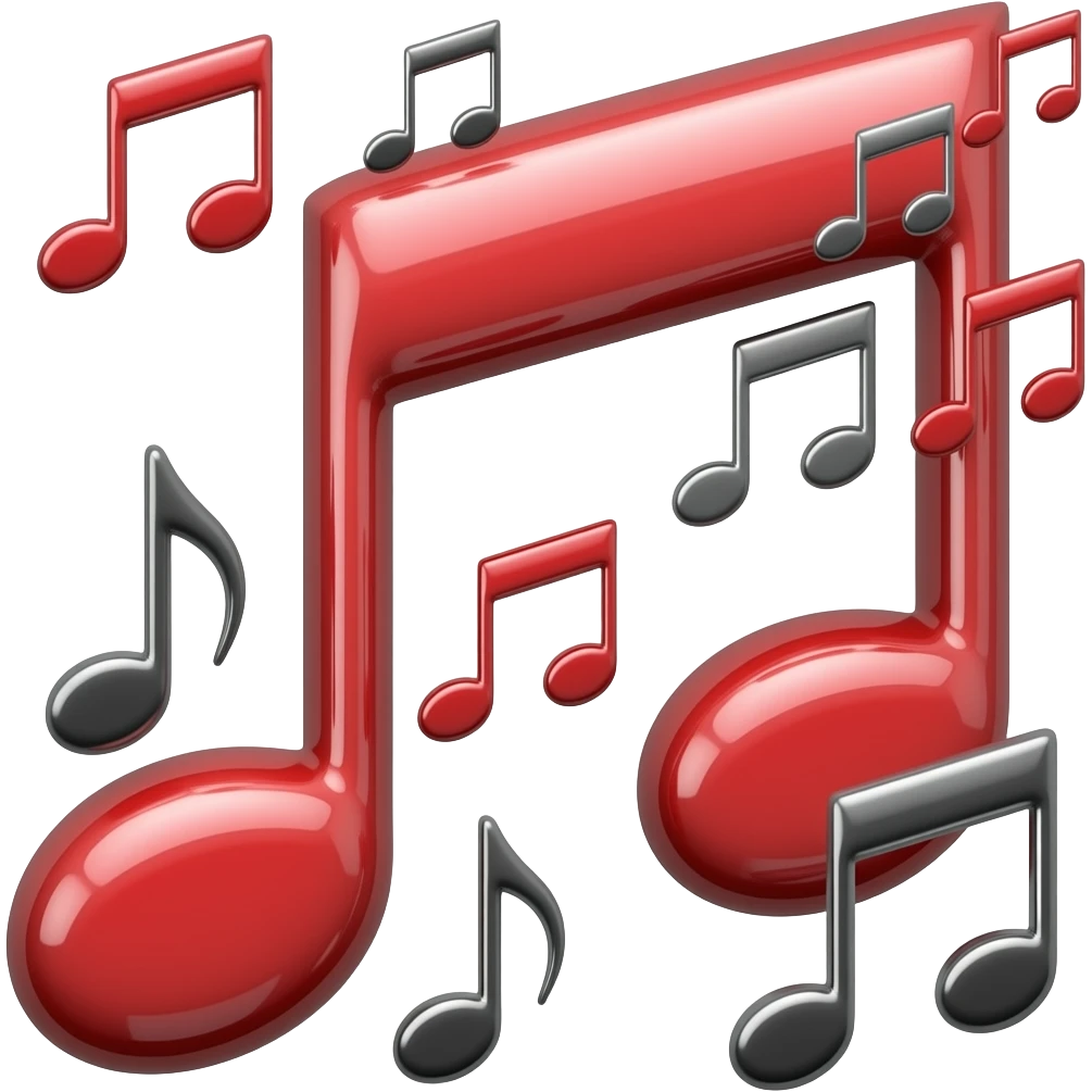 Rhythm multiple red and black with silvermusic notes emoji
