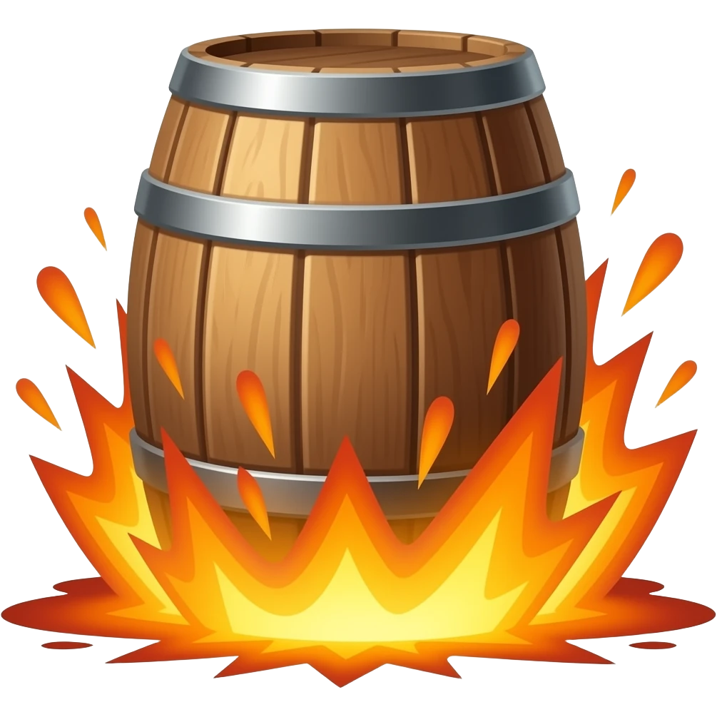 Bourbon barrel exploding emoji