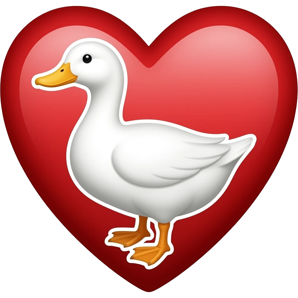 یقلب رو بزرگ کن اردک داخل قلبه باشهاردک شم سفید یک دست کنقلبش قرمز کن♥️🦆این دو تا رو ترکیب کن و ی استیکر خوشگل بساز emoji