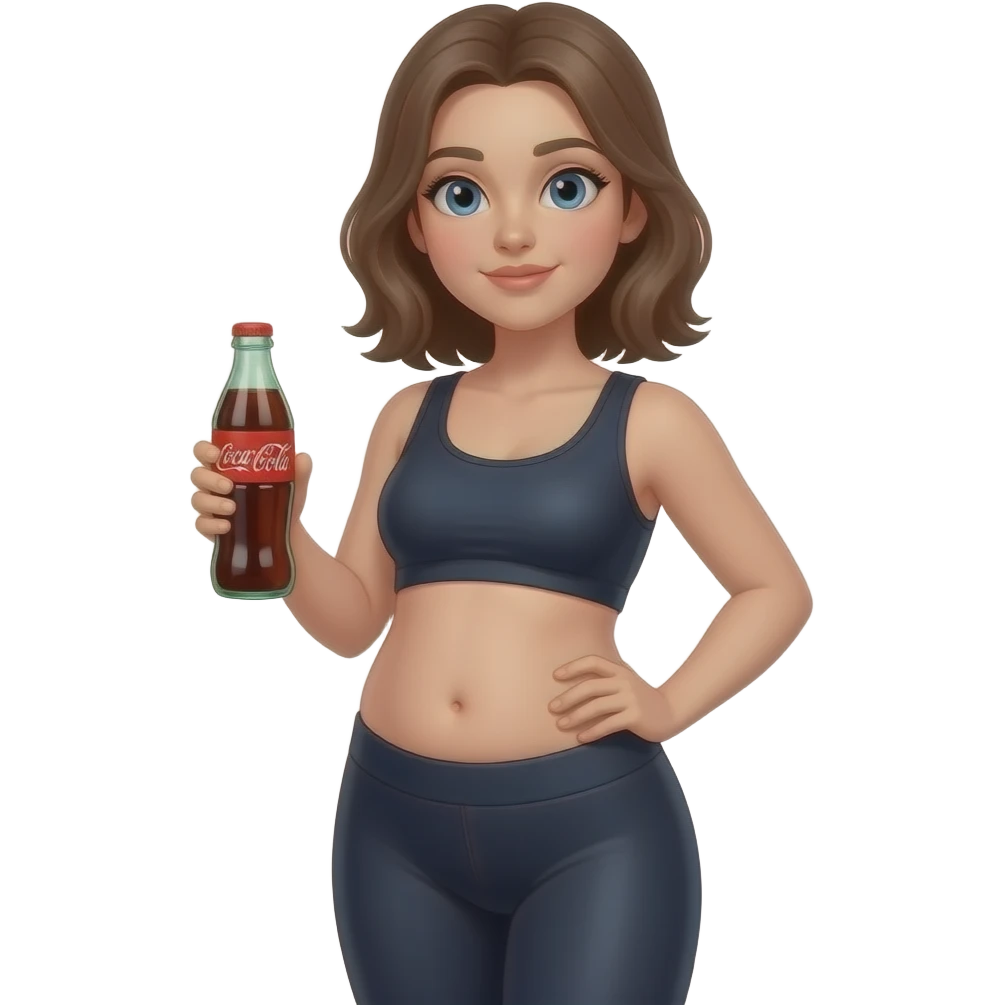 Femme 18 ans falire legging faire pipi belly stuffing taille corps coca-Cola emoji