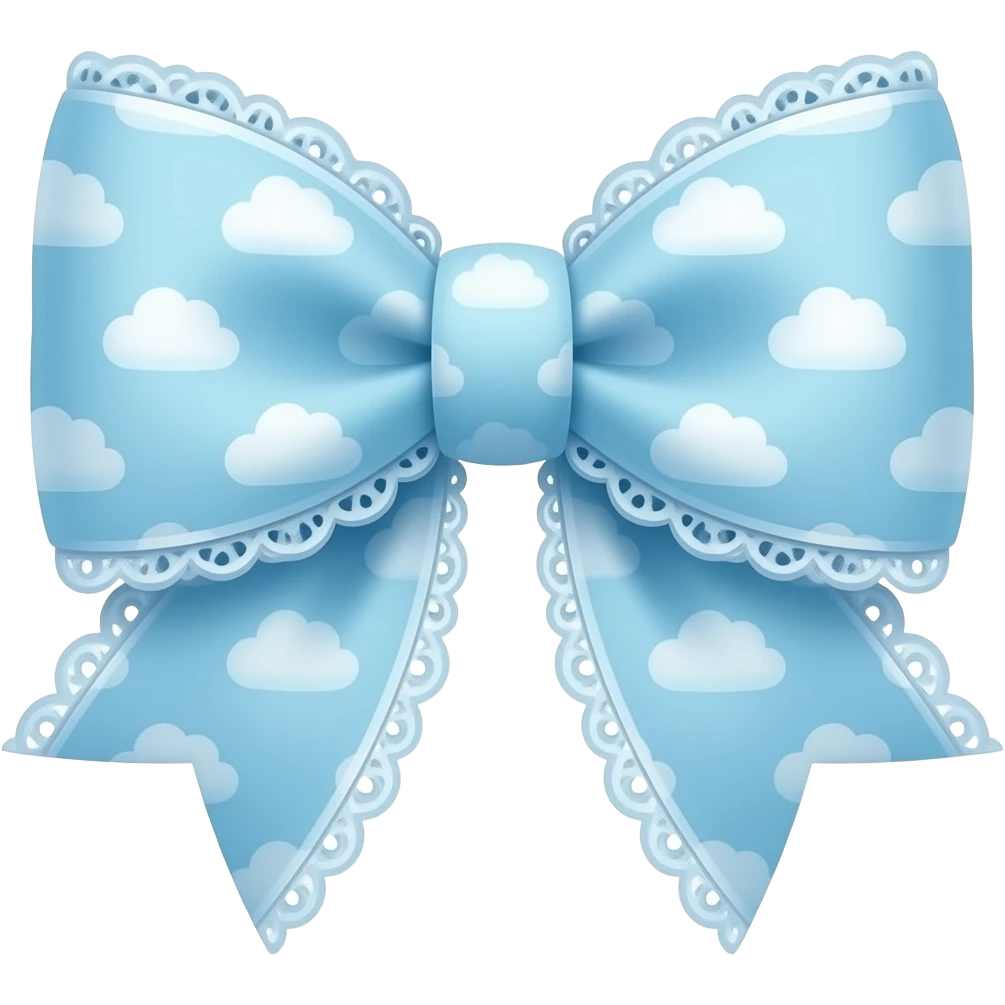 Cute cloudy pattern light blue bow lace coquette bow emoji