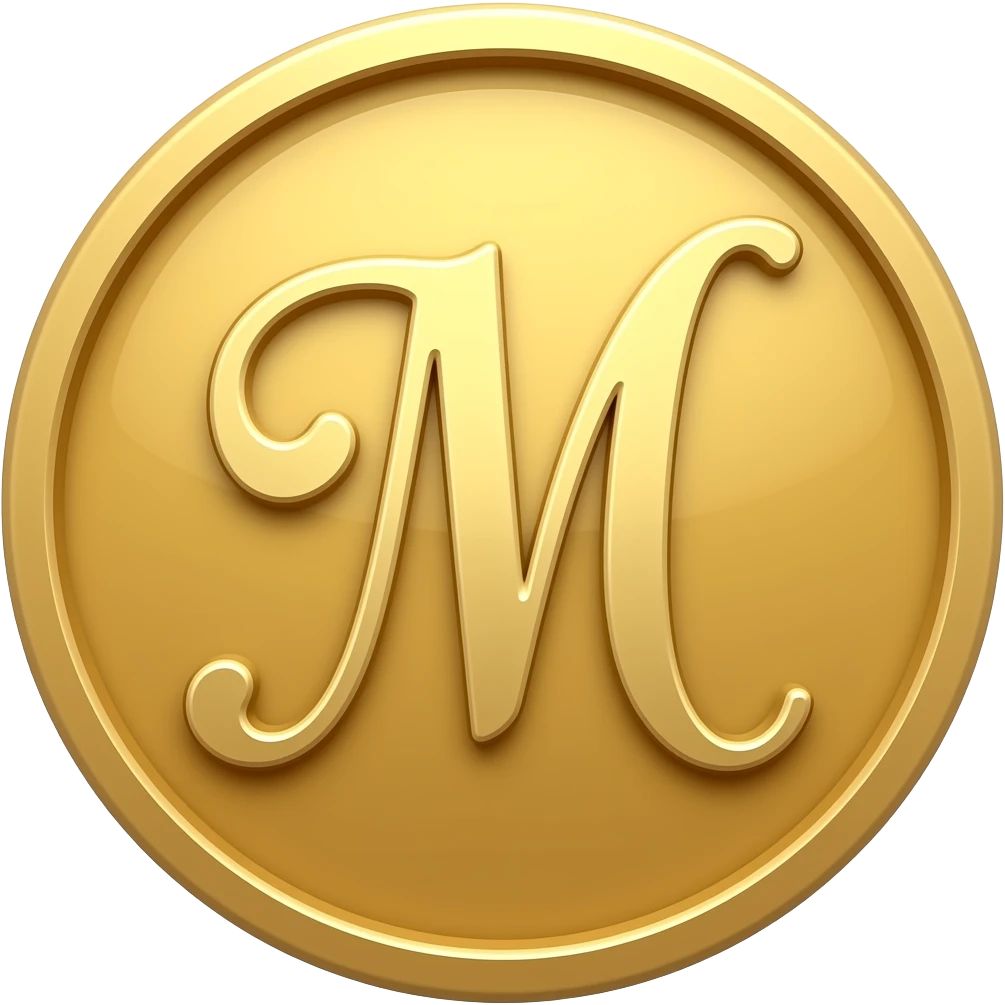 coin with the letter "M" in fancy letters emoji