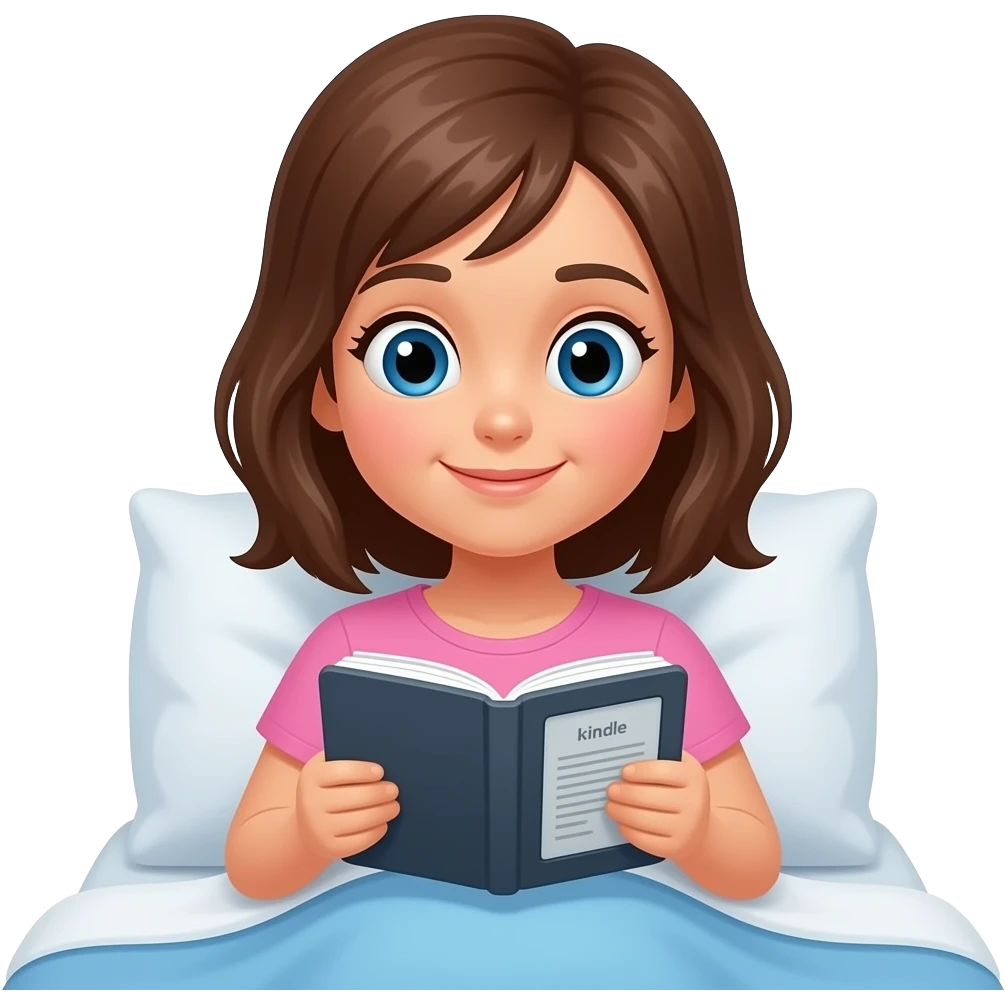 女生睡前看Kindle emoji