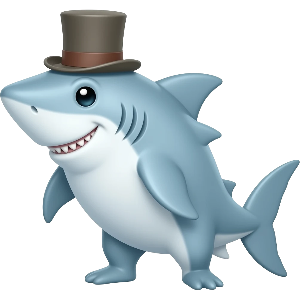 Shark with a top hat emoji