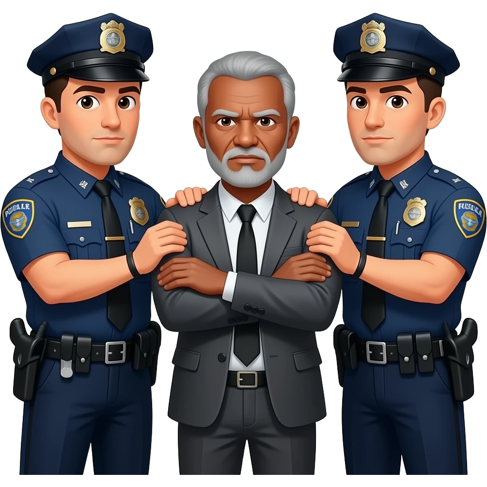 2 police officers arresting a white mad criminal emoji