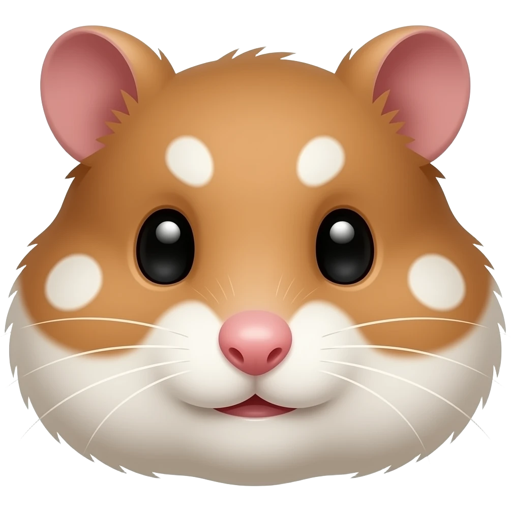 Хомʼяк коричневий з білими плямами дивиться прямо emoji