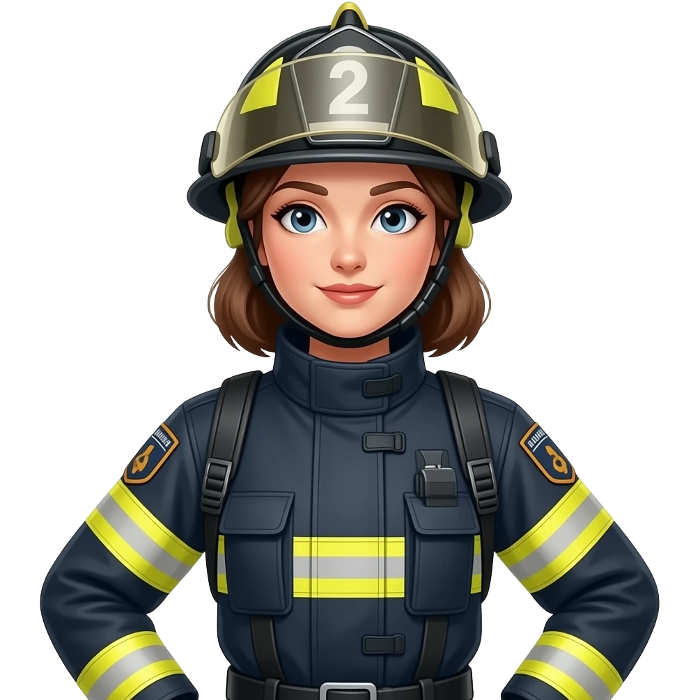 bombera mujer con actitud sin letras en el casco emoji