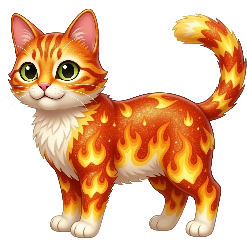 glittery fire cat emoji