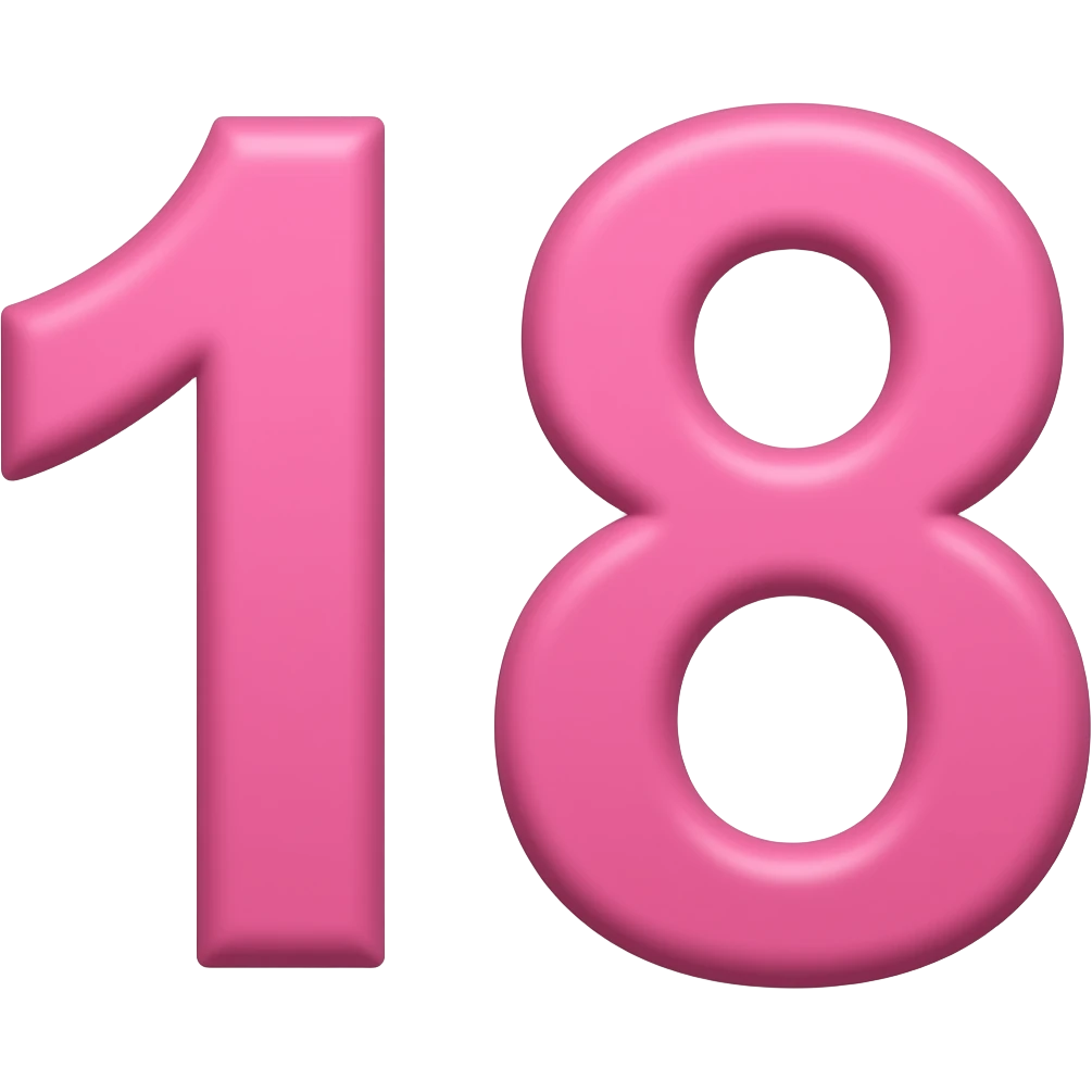 Цифра 18 с розовом шрифтом emoji